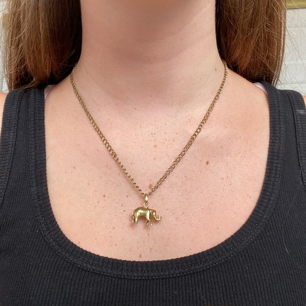 Elephant Charm Gold Necklace